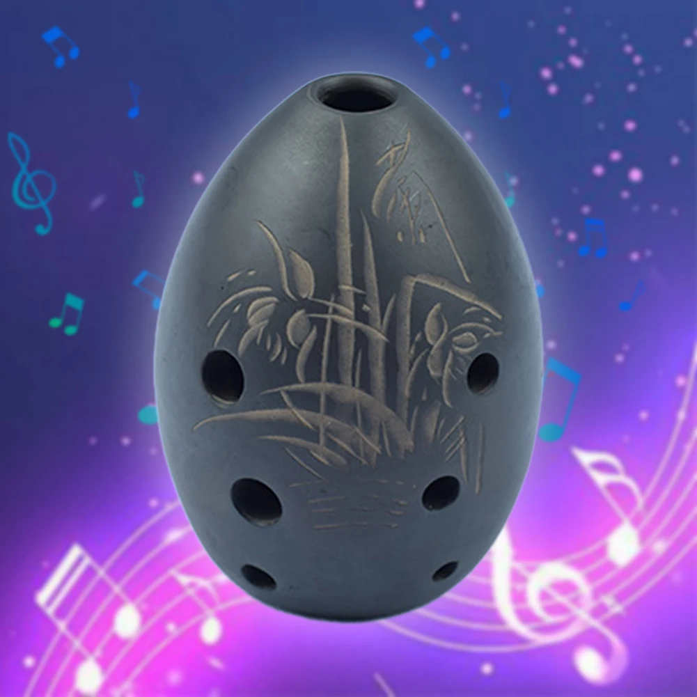 Musical Instrument Xun - เครื่องดนตรีโอคารินาแบบดั้งเดิม 8 รู ทำด้วยมืออย่างสวยงาม สีดำ สำหรับผู้เริ่มต้นและผู้ที่ชื่นชอบดนตรี