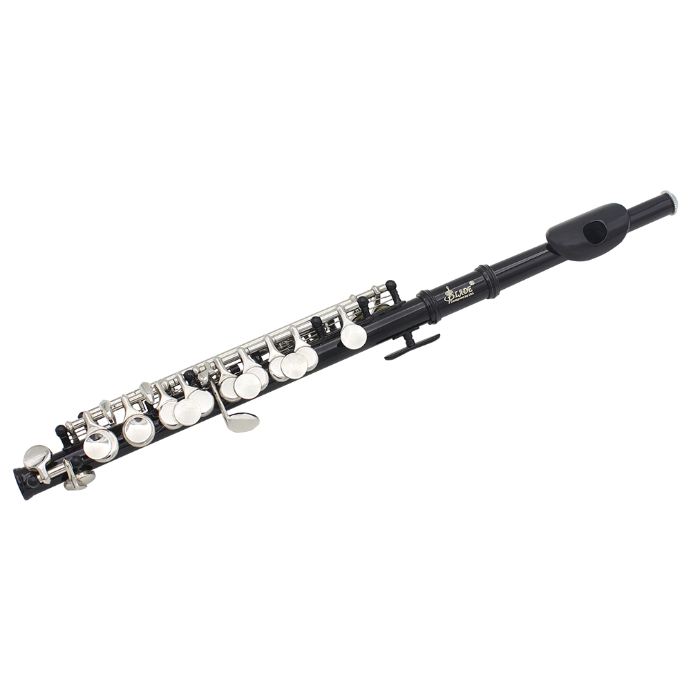 Musical Instrument Piccolo - ขลุ่ยขลุ่ยสีดำครึ่งขนาดพร้อมกล่องทำความสะอาดผ้าชุบเงิน
