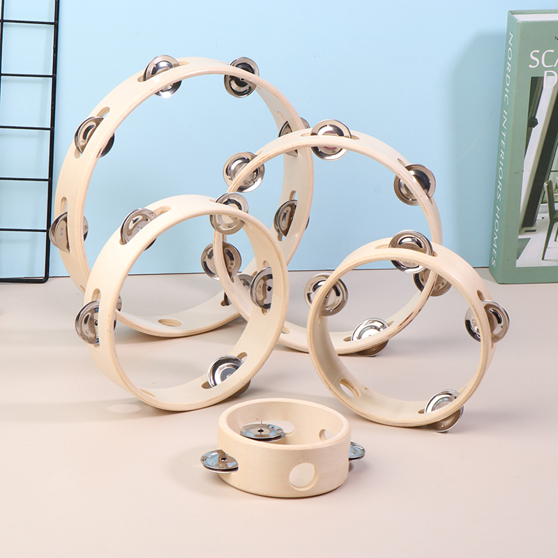 Musical Instrument Jewelry - กลองมือขนาด 4/6/7/8/10 นิ้ว ของเล่นเสริมพัฒนาการ เครื่องดนตรีออร์ฟ แทมบูรีนแบบหมุนมือ