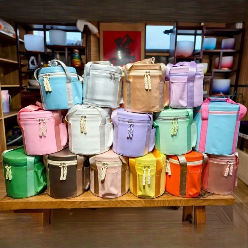 Musical Instrument Bag - กระเป๋าใส่ชามร้องเพลงขนาดเต็มรูปแบบ กระเป๋าหนังหลากสีสำหรับชามควอตซ์ กระเป๋าถือพกพา กระเป๋าเก็บเครื่องดนตรีและอุปกรณ์เสริม