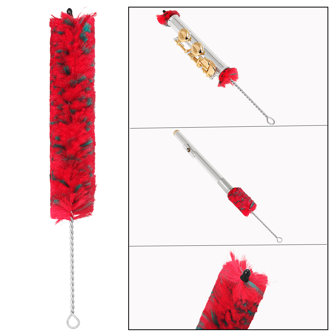 Musical Instrument Piccolo - แซ็กโซโฟน/คลาริเน็ต/ขลุ่ย/Piccolo แปรงทําความสะอาดสีแดงและ Areen แปรง Woodwind เครื่องดนตรีทําความสะอาดเครื่องมือ
