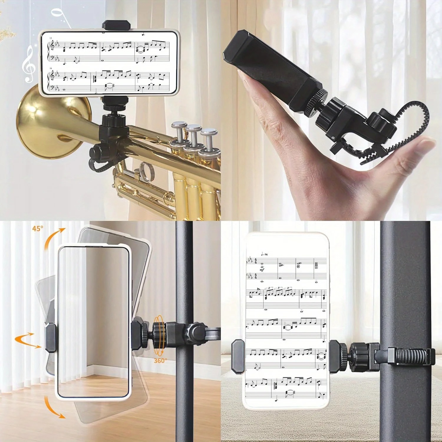 ที่วางโทรศัพท์แบบคลิปหนีบสำหรั - Musical Instrument Horn บทวิจารณ์และราคา